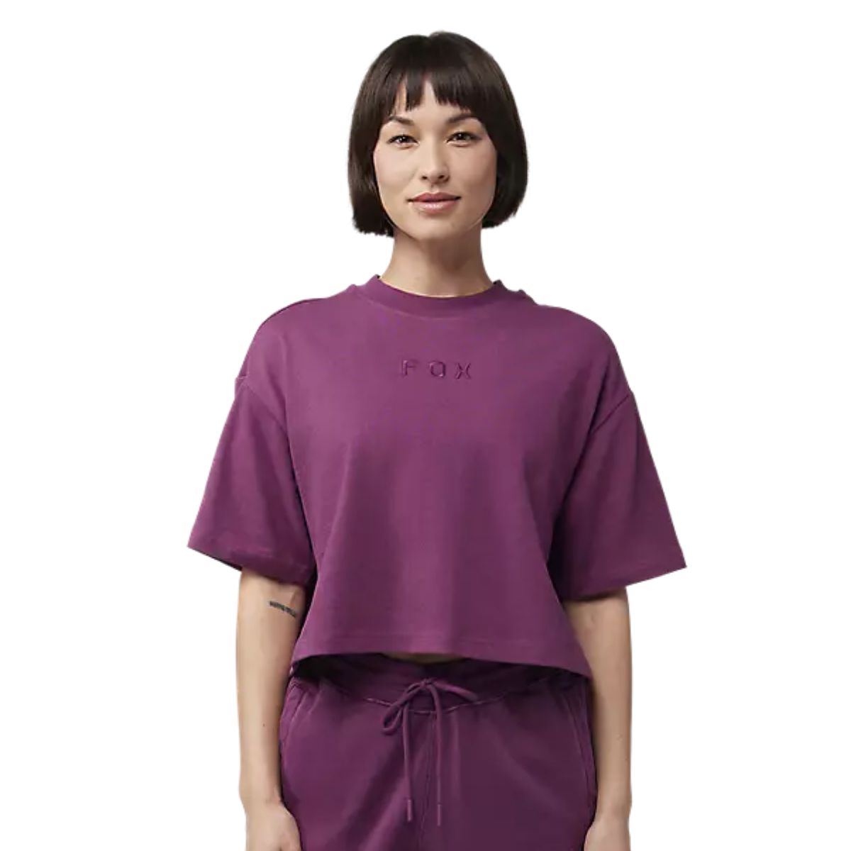 CROP FOX OVERSIZED WORDMARK MORADO
