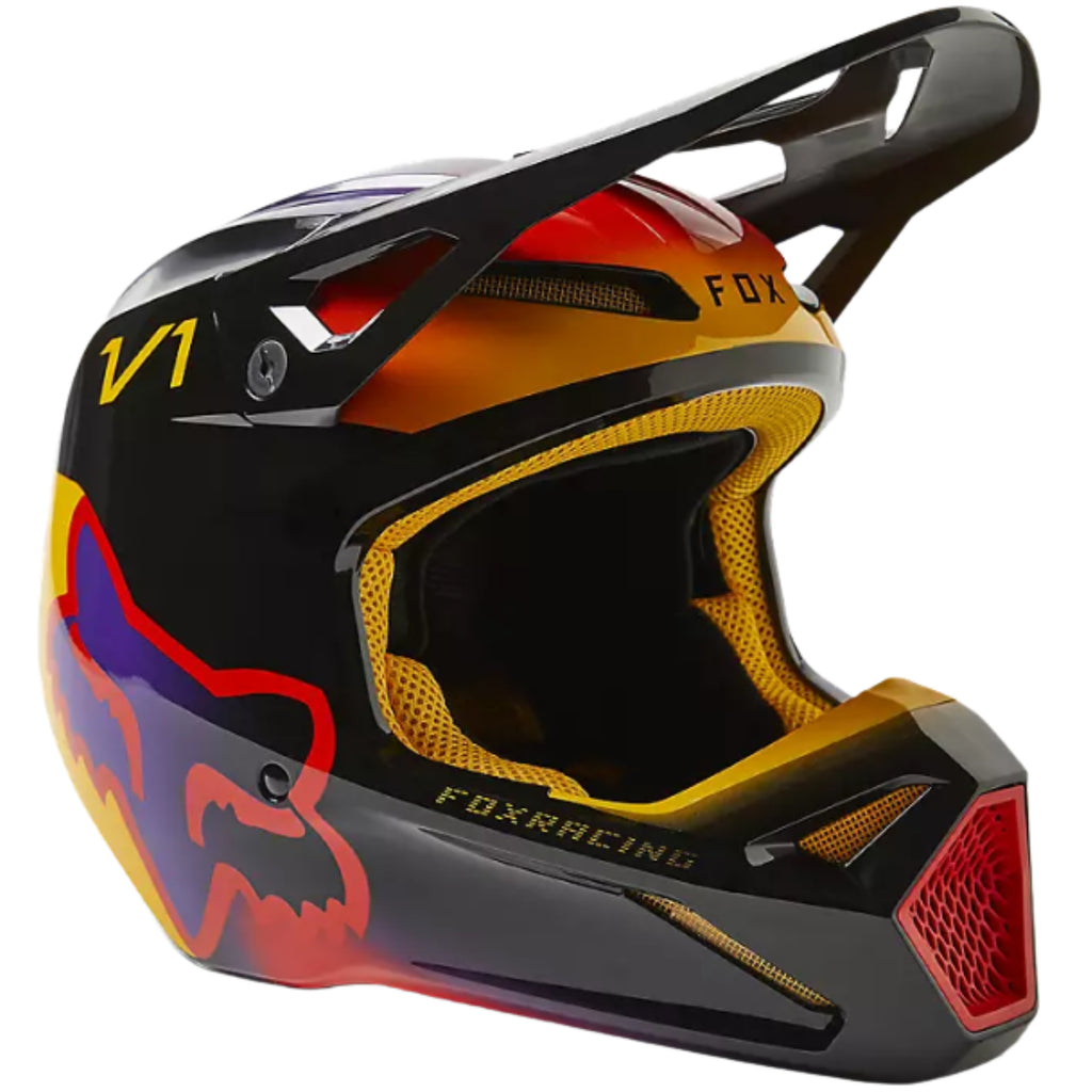 Casco moto FOX V1 Skew Fluo Yellow Al Mejor Precio