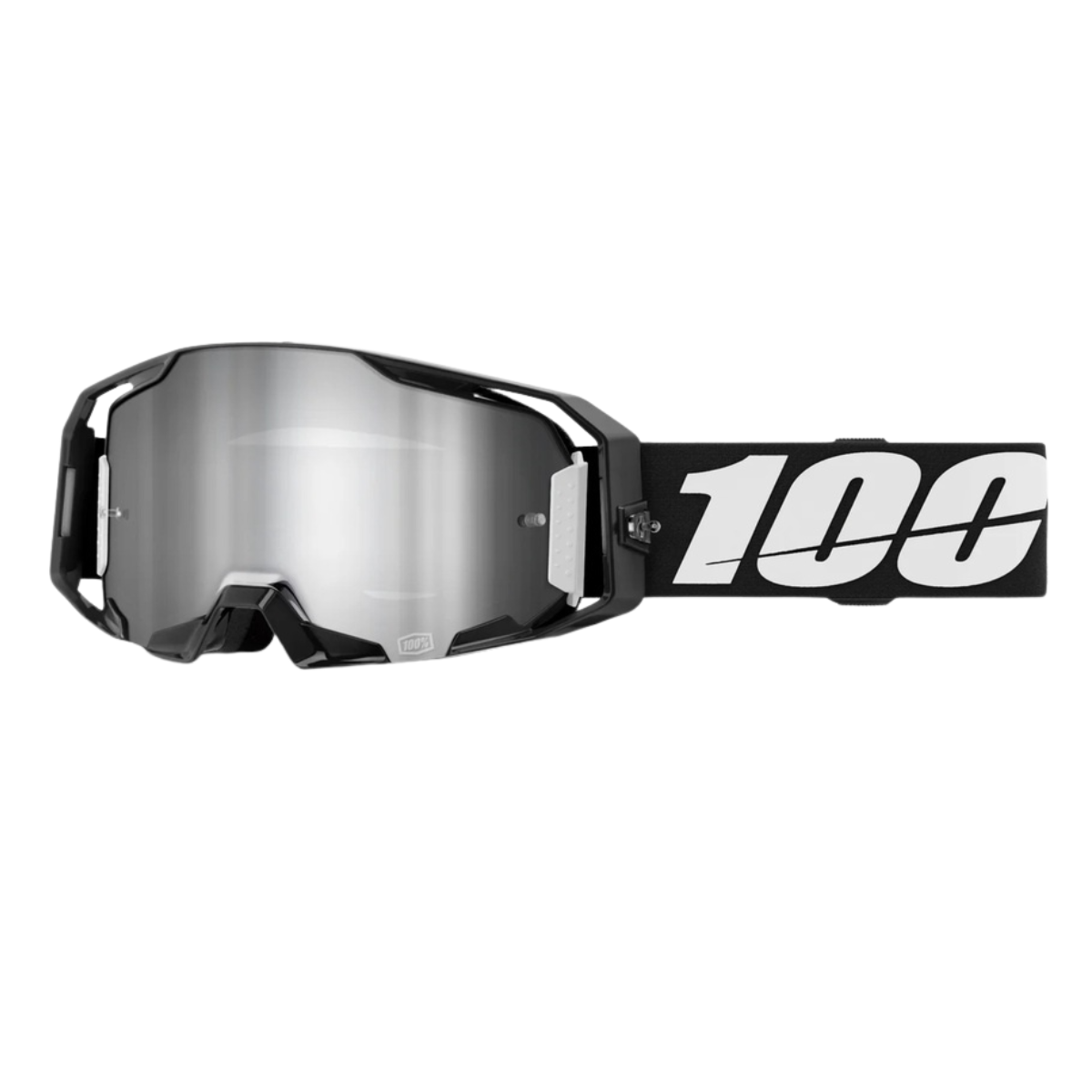 GOGGLES 100% ARMATIC GOGGLE BLACK MIRROR SILVER FLASH LENS