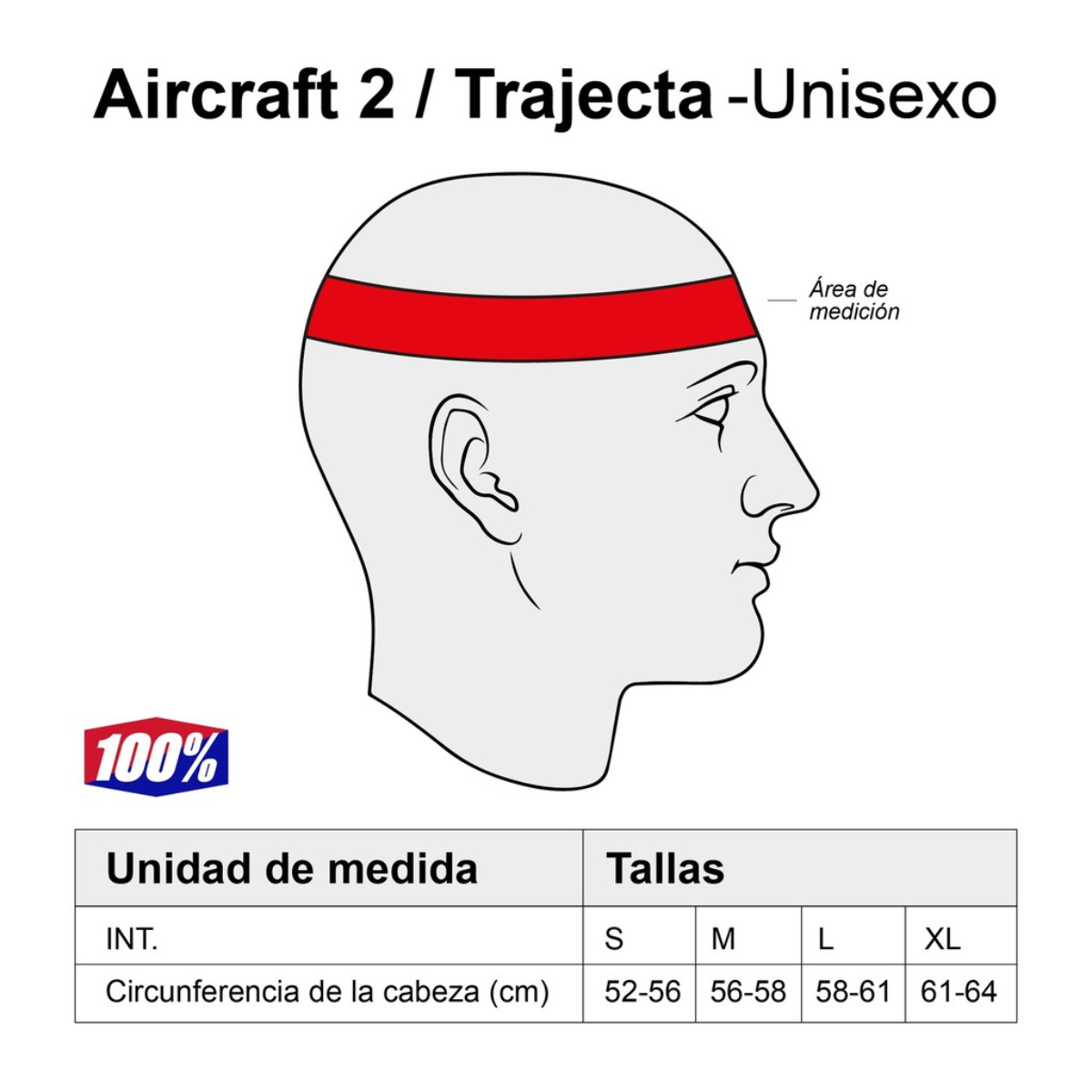 CASCO 100% AIRCRAFT 2 BLANCO/ROJO