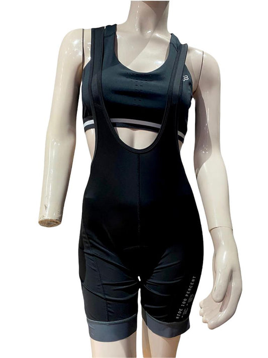 BIB SHORT 100% EXCEEDA DAMA NEGRO/GRIS