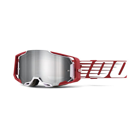 GOGGLES 100% ARMEGA OVERSIZED DEEP RED MICA FLASH SILVER